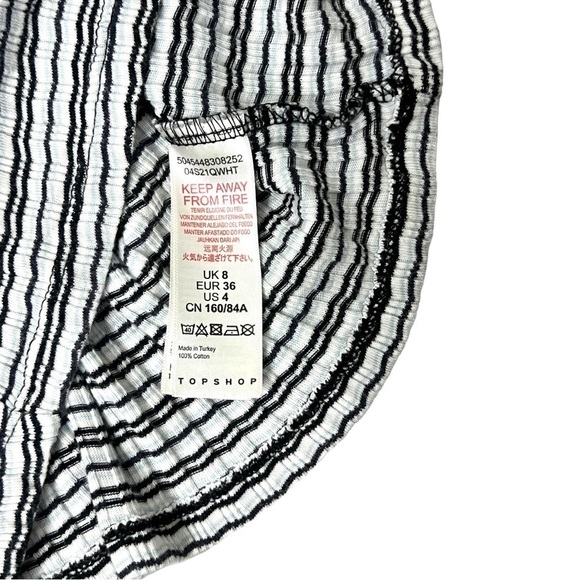 Topshop White With Black & Blue Stripes Sleeveless Crop Top - Size 4 - Picture 7 of 9